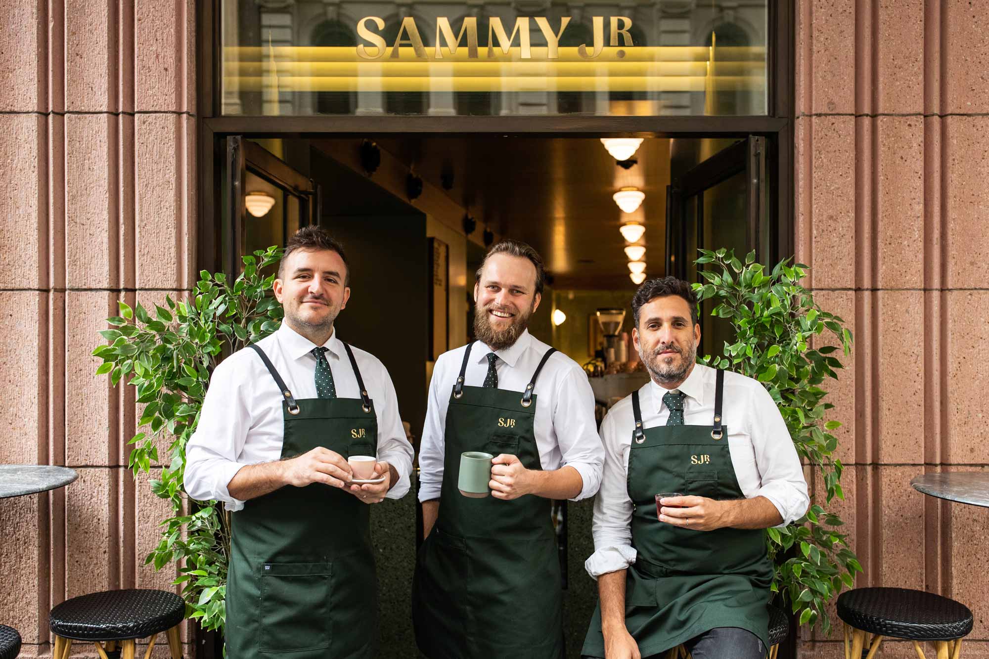 Stefano Catino, Martin Hudak, and Vince Lombardo outside Sammy Junior earlier this year. Photo: CBD