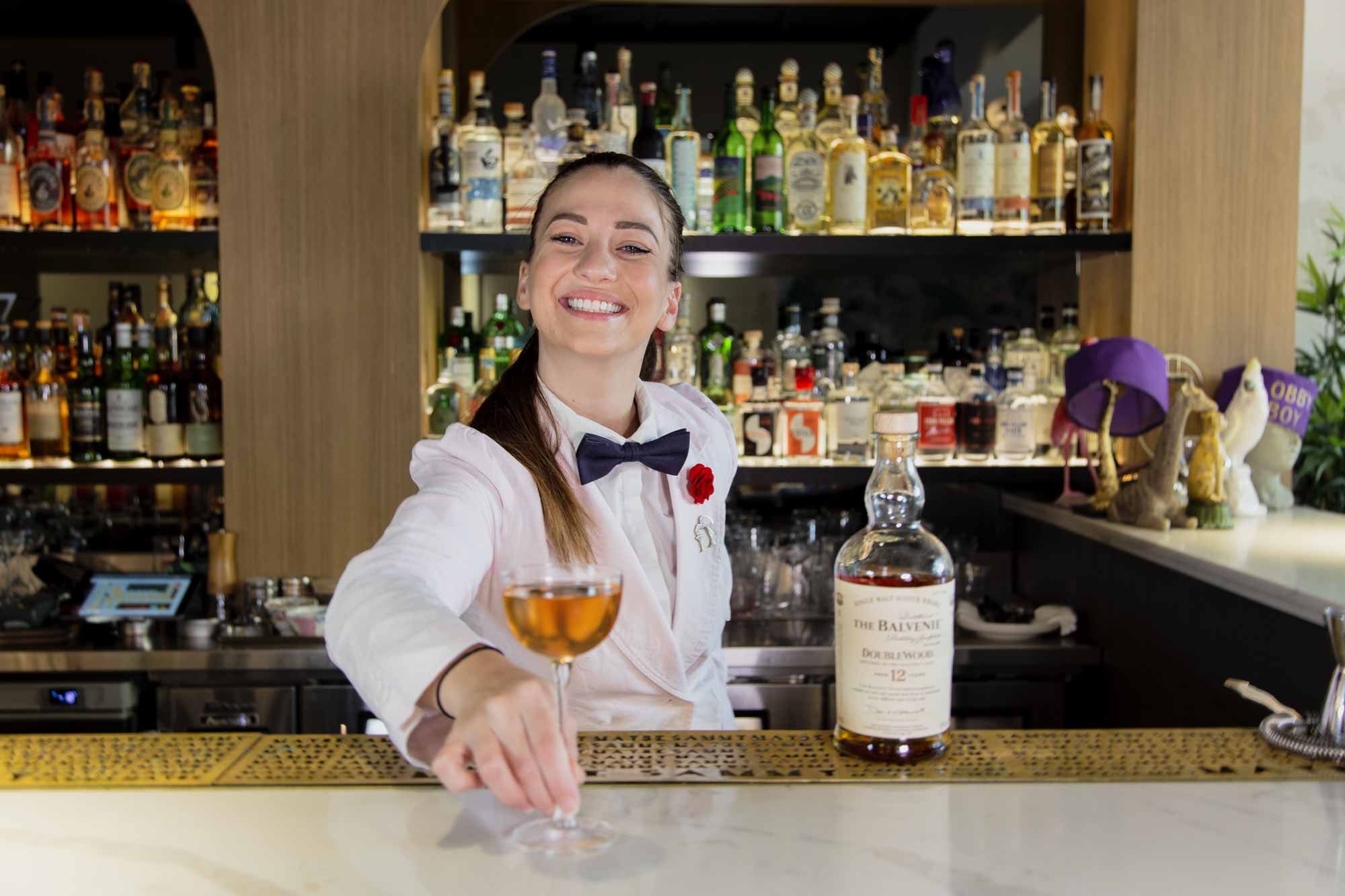 Bartender Sarah Proietti at Maybe Sammy in March. Photo: Boothby