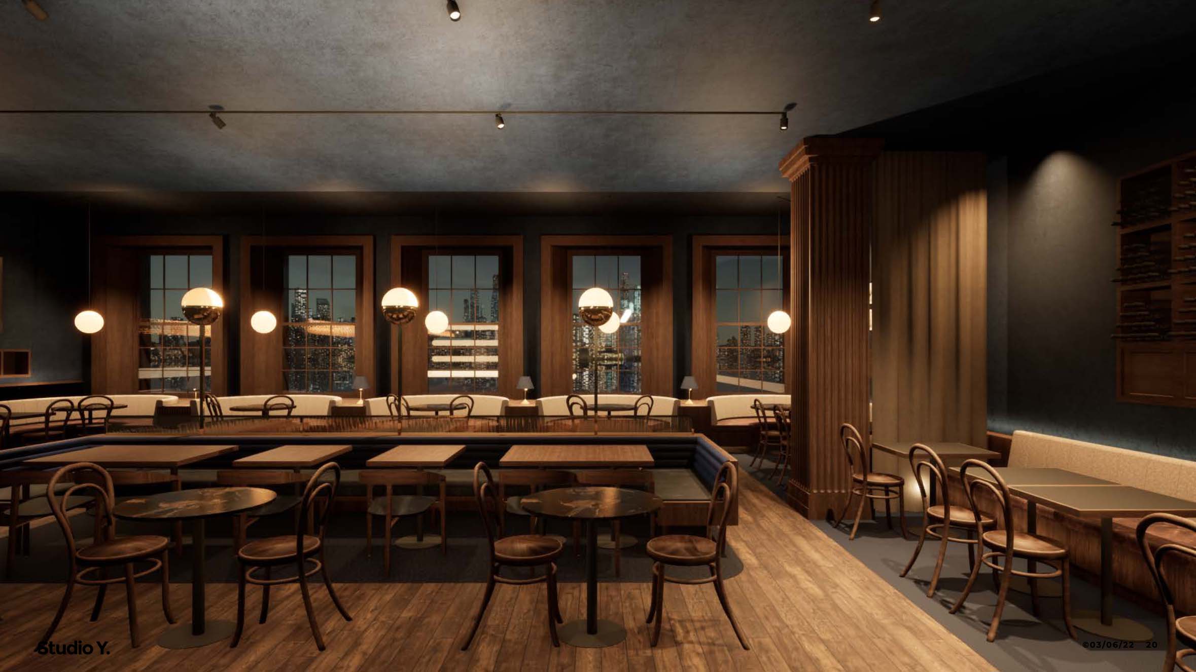 A render of what The Sanderson's dining room will look like. Image: Supplied