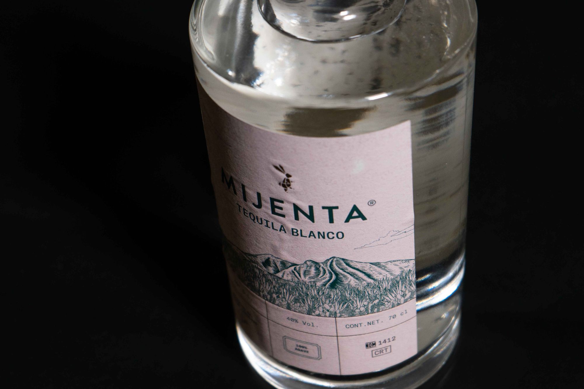 The labels on Mijenta tequila are derived from the leftovers of production. Photo: Boothby