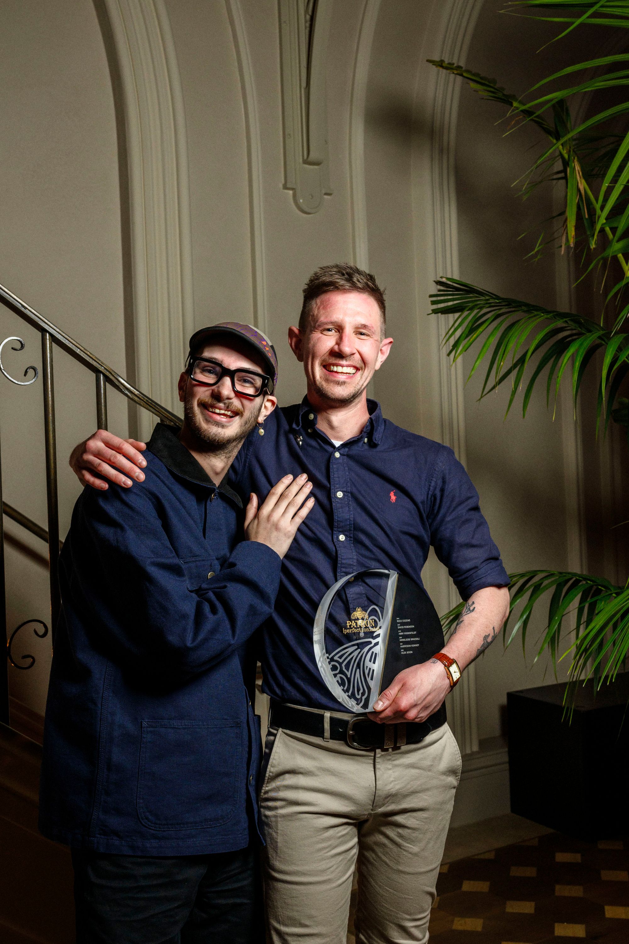 Harrison Kenney (left) with the winning Alex Boon at the national finals last year. Photo: Supplied/Christopher Pearce