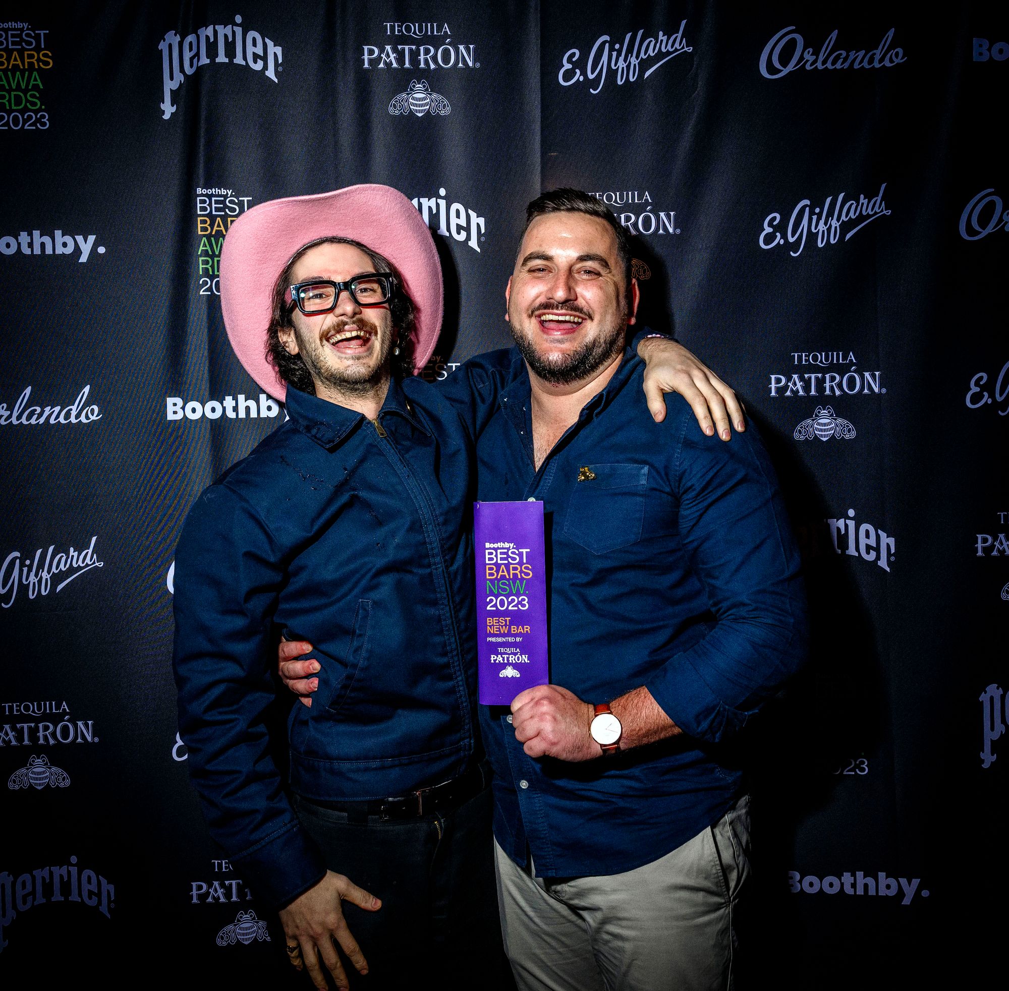 Harrison Kenney with PATRÓN Execution Manager Joseph Chisholm at the awards. Photo: Christopher Pearce