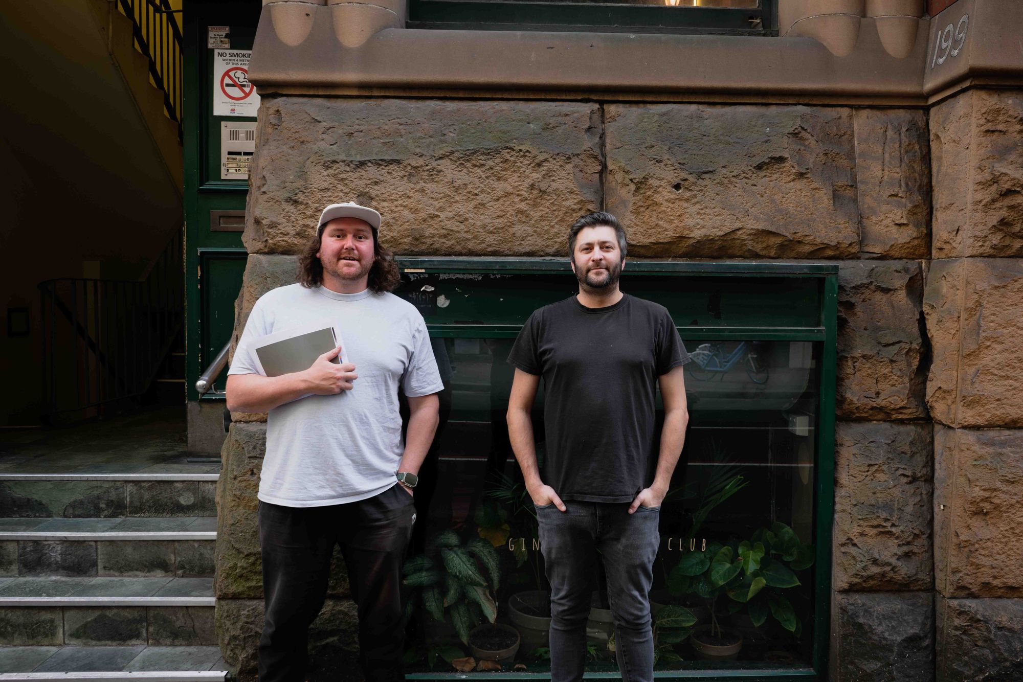 Andres Walters — better known as Dre — and Adam 'Corky' Cork, outside Old Love's. Photo: Boothby