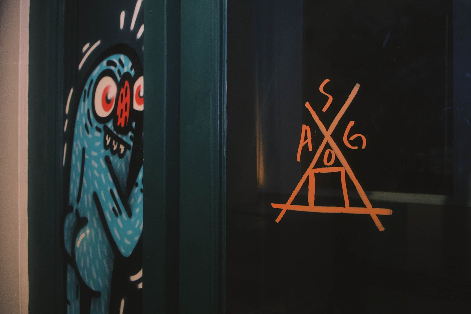 The entrance to Sago House with its hand-drawn logo. Photo: Supplied