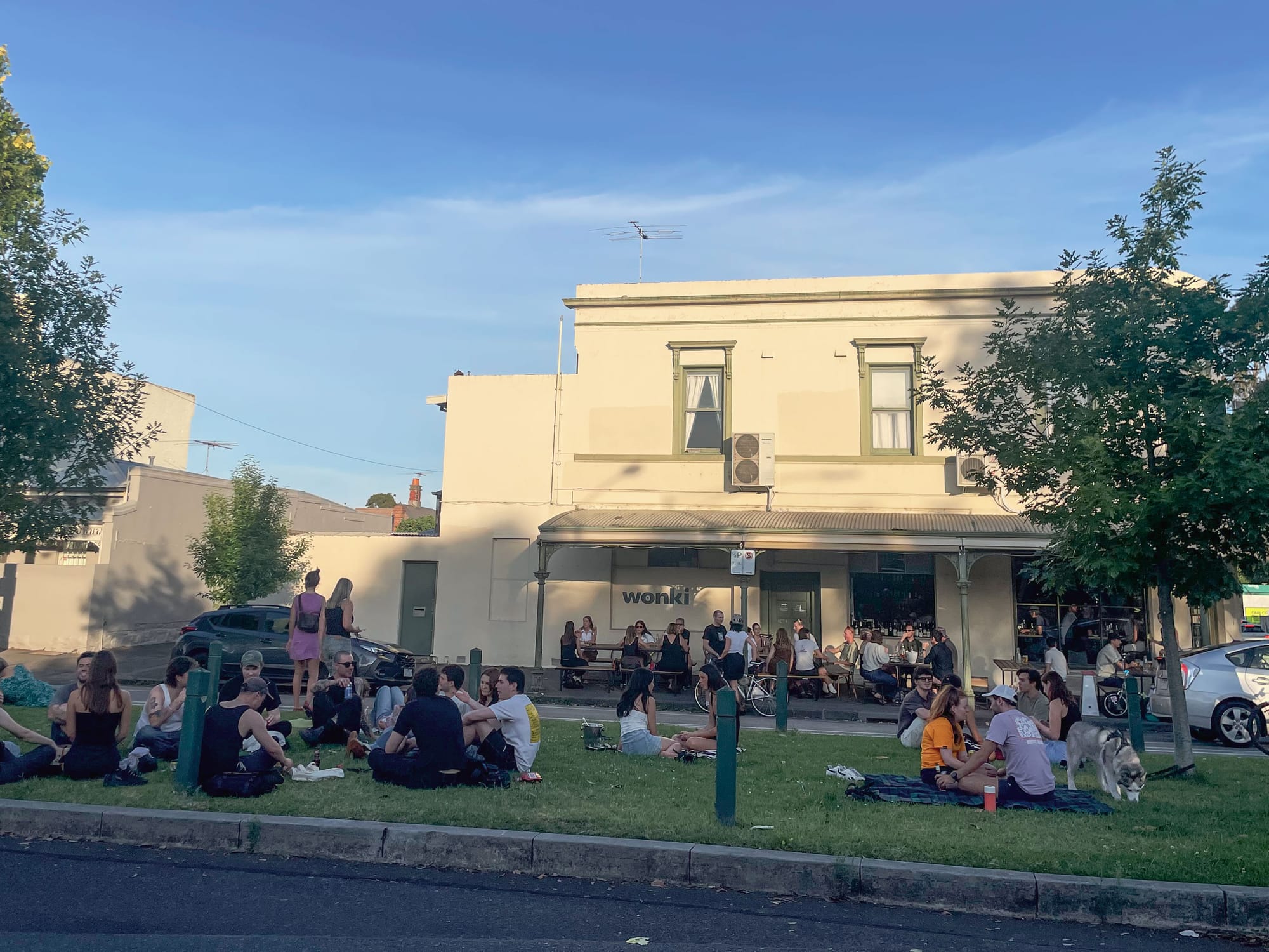 Drinks on the Canning Street median strip. Photo: Supplied/Miles Murray