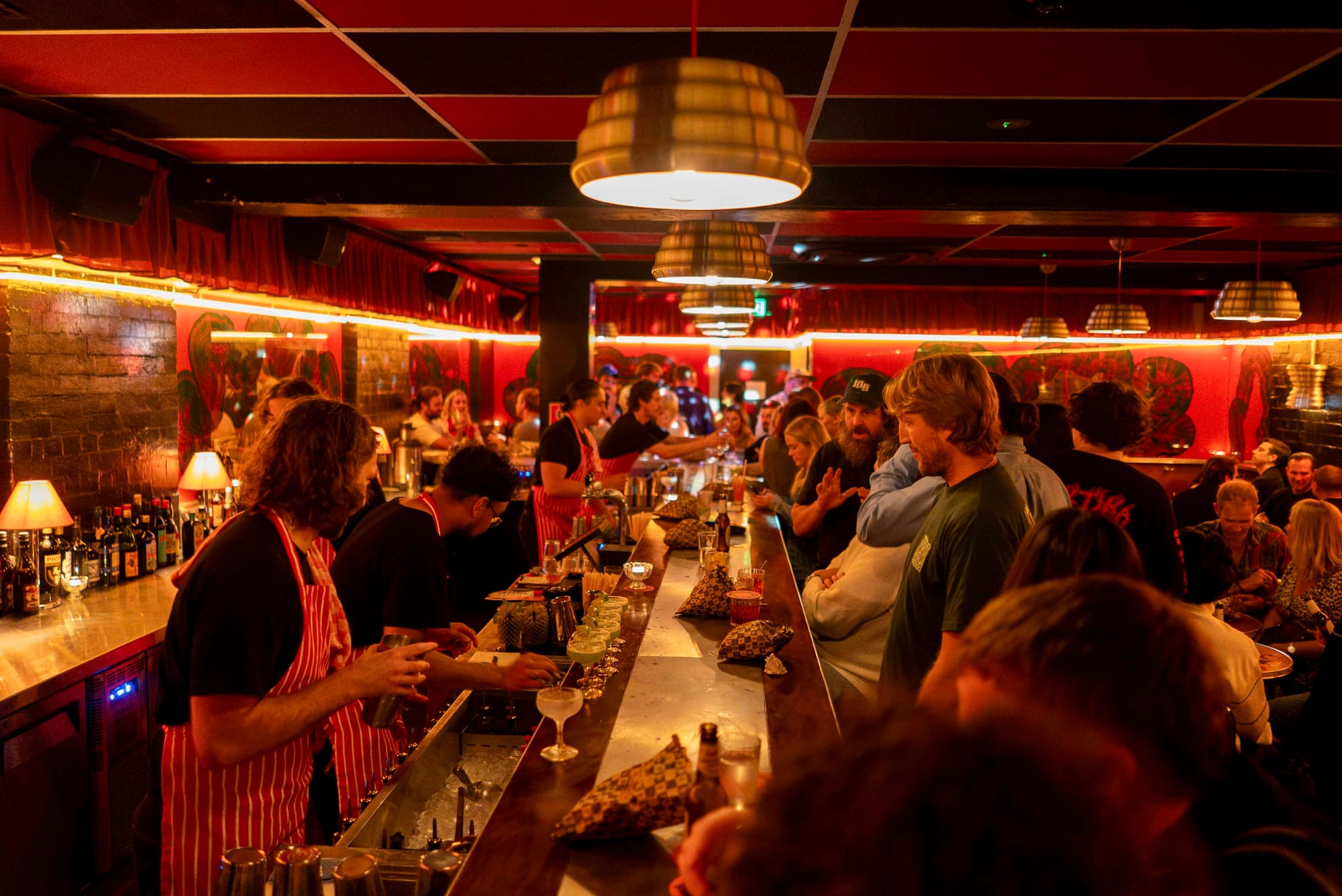 Looking down the bar at Herbs Taverne. Photo: Boothby
