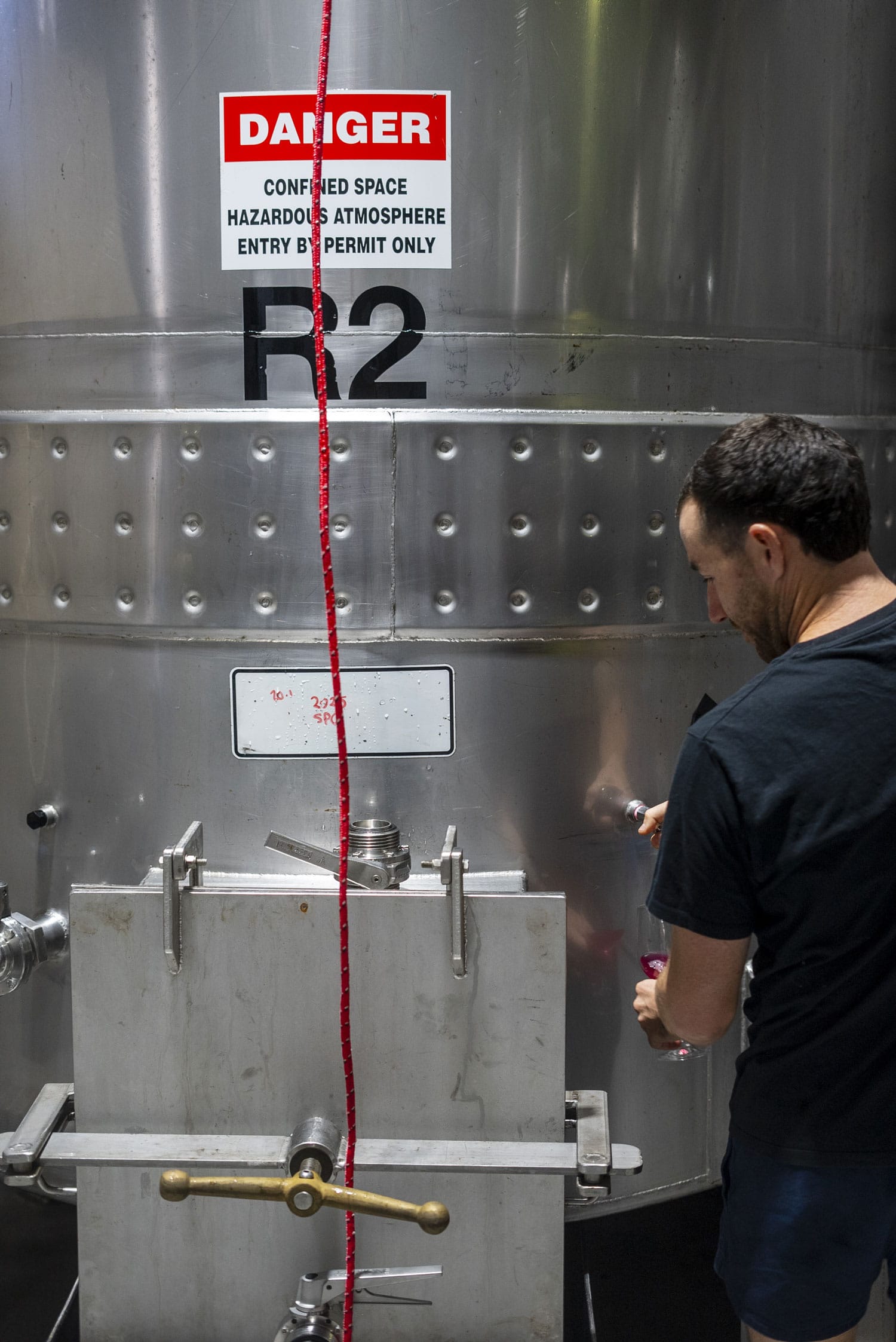 Samples? Ollie Margan in the winery. Photo: Boothby