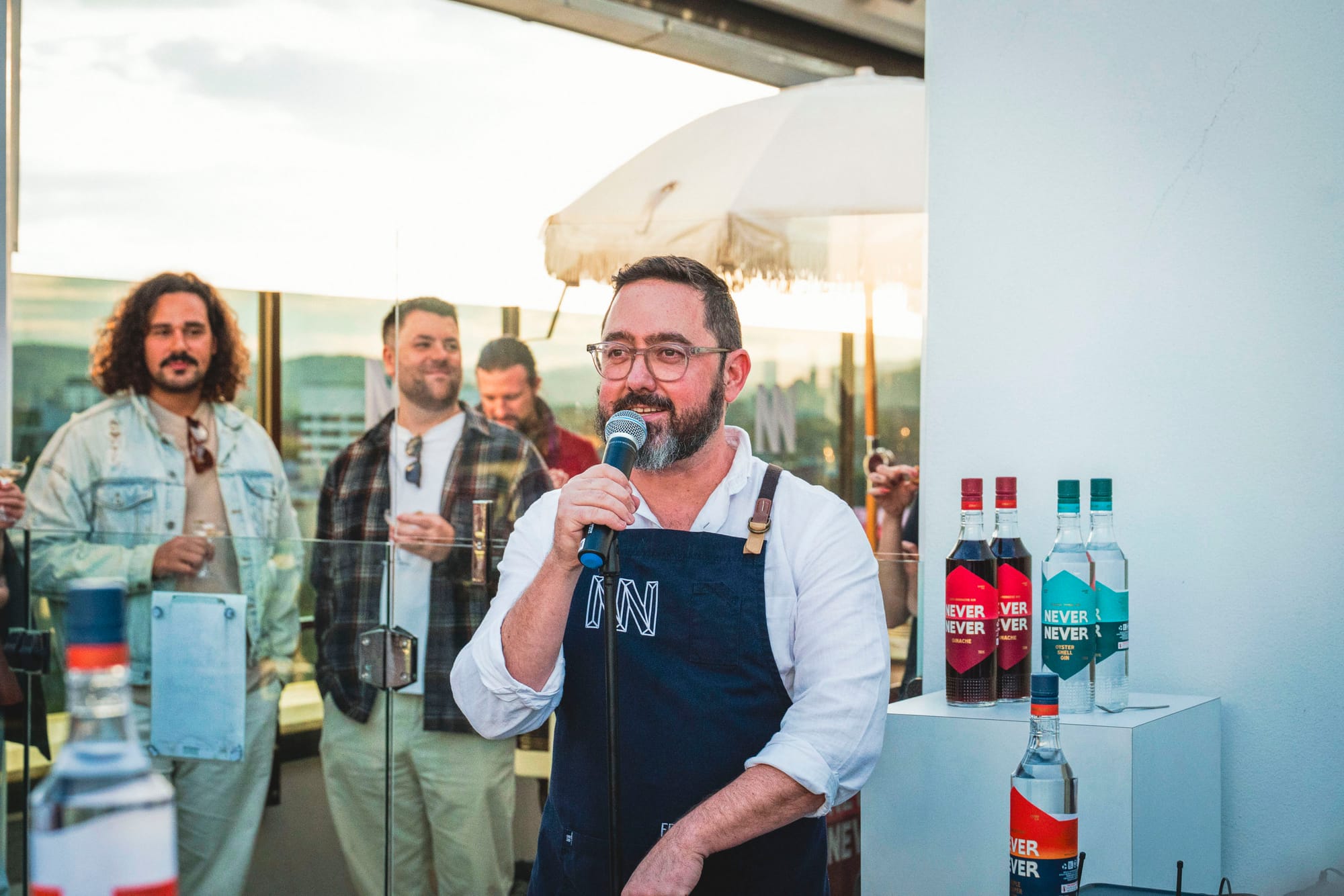 Sean introduces the new Never Never pack at Bartenders' Weekender in Brisbane. Photo: Christopher Pearce/Bartenders' Weekender