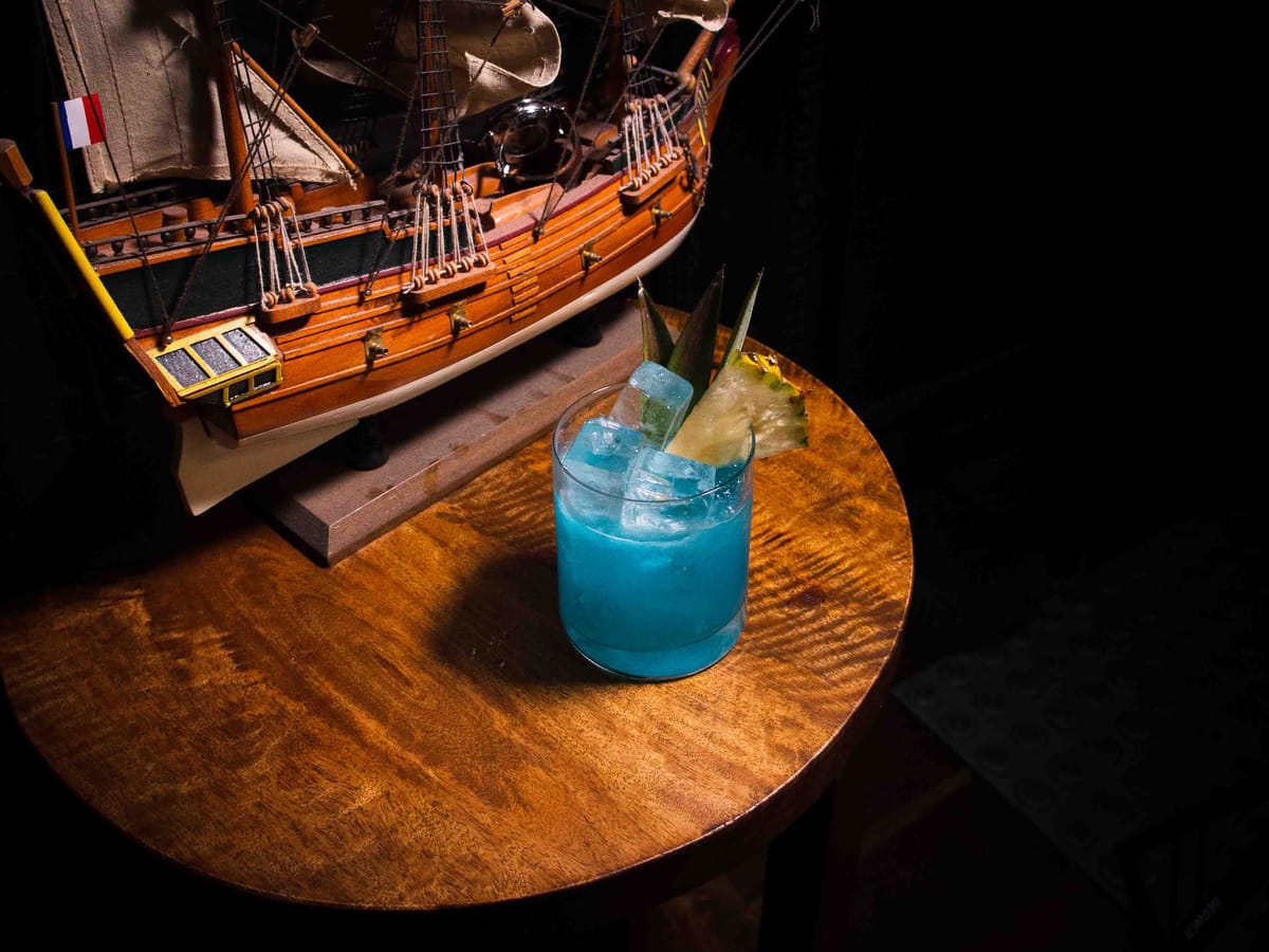 A Royal Hawaiian cocktail — but make it blue