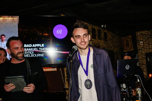 Samuel Thornhill winning the Drink of the Year presented by Patrón