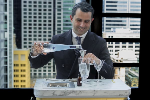 Giorgio Bargiani makes Martinis with Grey Goose Altius at Dean & Nancy on 22. Photo: Boothby