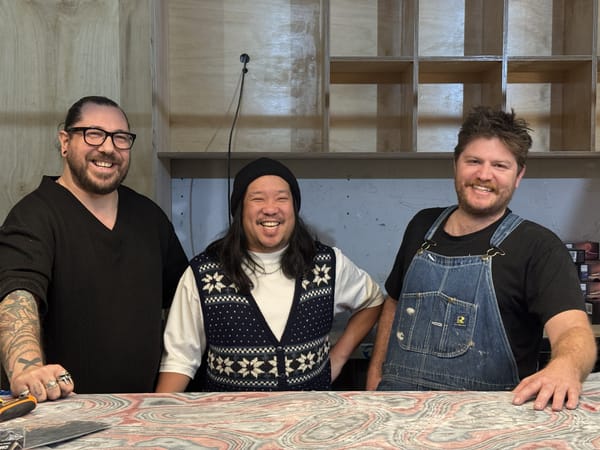 Deadwax owners Davyd Blacksmith, Dan Teh, and Conor O'Brien. Photo: Boothby