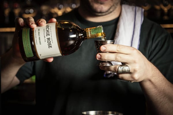 Mixing with Archie Rose Rye Malt Whisky. Photo: Christopher Pearce