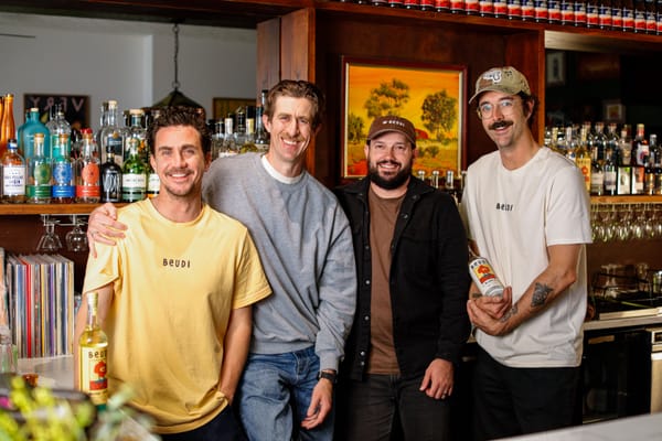 Dane Pitman, Pat Coulson, Tom Ruhl, and Jack Connor at Rosella's. Photo: Supplied
