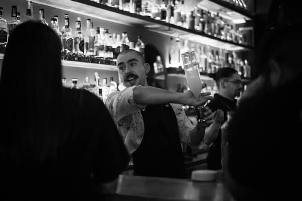 Navarre Fenwick — Nav — on his last night behind the bar at Black Pearl. Photo: Fred Siggins